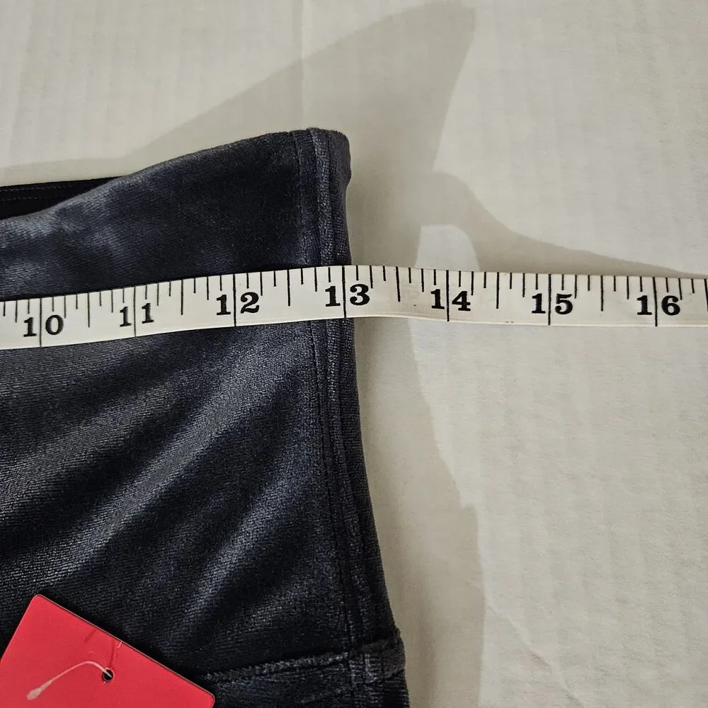 SPANX Tummy Control Lapis Night Navy M Super Soft Velvet Leggings Whimsigoth NWT